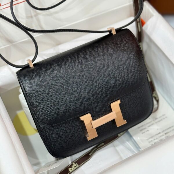 Hermes Constance Replica 11 Women's Black Bag with Gold Lock 18cm