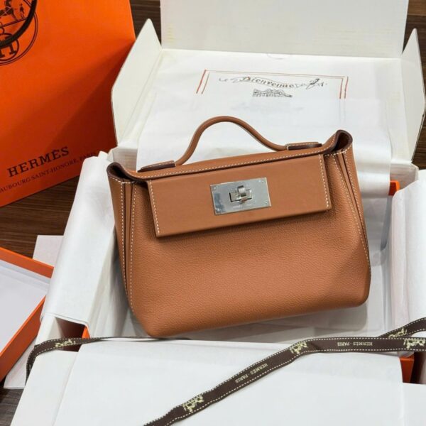 Hermes Mini Evercolor Replica Bag 11 Brown Colors White Lock 21cm