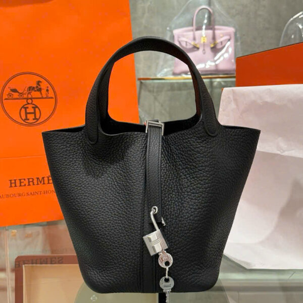 Hermes Picotin Like Auth Women's Black 18cm Handbag
