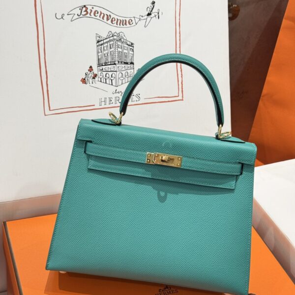 Bag Like Auth Hermes Kelly Women Green Gold Lock 25cm