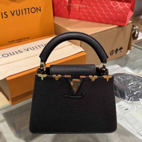 Louis Vuitton LV Capucines Mini Black Like Auth Bag 21x14x8cm
