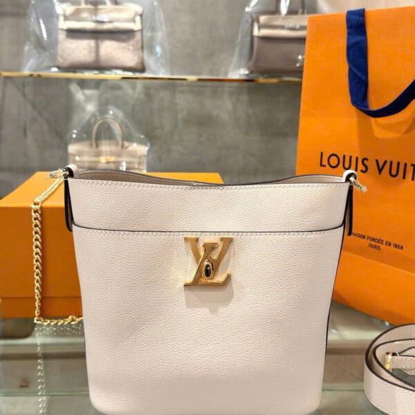 Louis Vuitton LV Lock And Walk Super Grade White Calfskin Bag 20cm