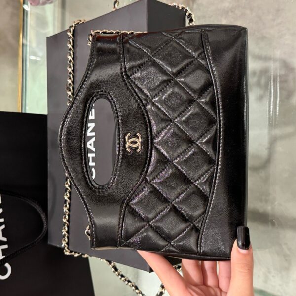 Women's Chanel 31 Mini Black Cow Leather Bag Like Auth 20x14x4cm
