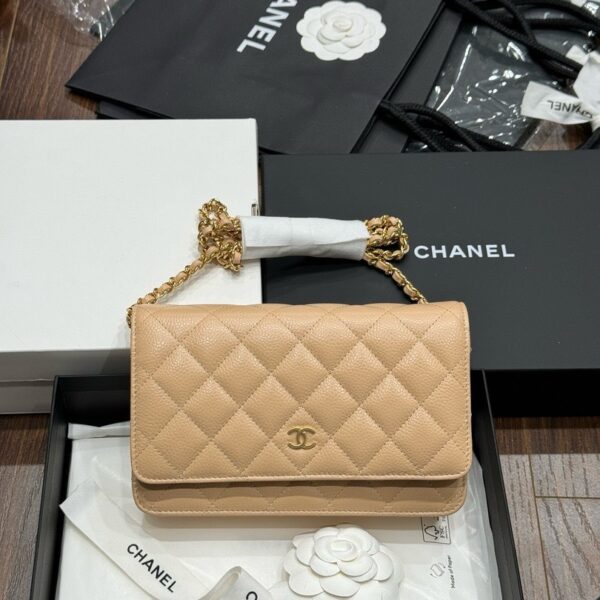 Women's Chanel Woc Beige Color Super Grade Bag with Gold Lock 19cm