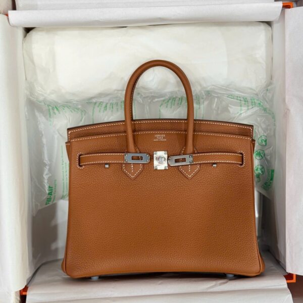 Women's Hermes Birkin Brown Cracked Leather Like Auth 25cm Handbag