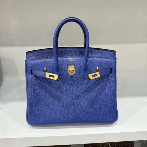 Hermes Birkin Women's Handbag PHW Togo Dark Blue High-End 25cm Gold Lock