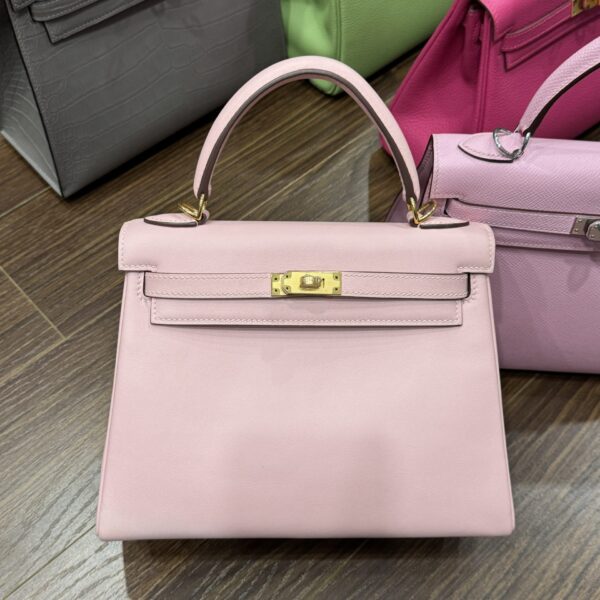 Women's Hermes Kelly Light Pink Handbag High-end Gold Lock Size 25cm