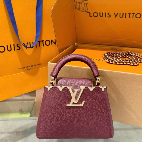 Louis Vuitton LV Capucines Women's Handbag Red Plum Super Grade 21cm