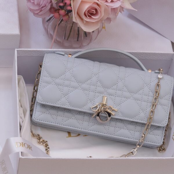 Superior Dior Women's Gray Woc Bag with Rose Gold Lock 21x11.5x4.5cm