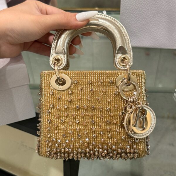 Dior Lady Mini Super Premium Handbag with 12cm Stone-Encrusted Patterns