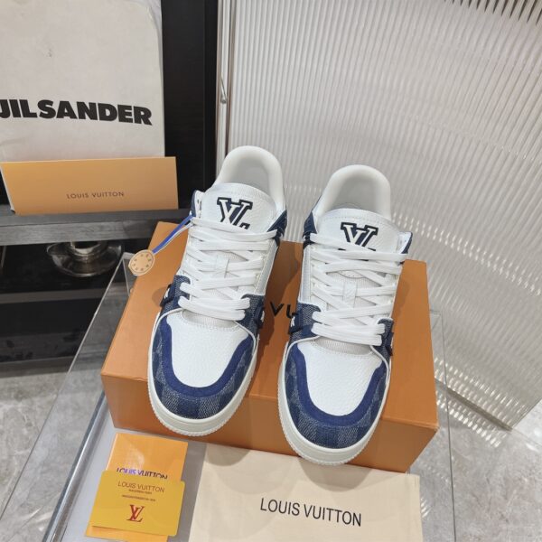 Louis Vuitton LV Trainer Low Top Sneakers White Blue