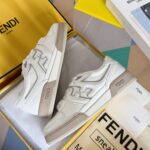 FENDI Match Leather Sneakers - Image 12