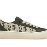 Dior B33 Sneaker – Khaki Smooth Calfskin Oblique Raised Embroidery