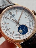 Rolex Cellini Moonphase 50535 RG White Dial on Leather Strap KZF Asia 3195 Mod - Image 4