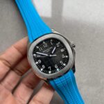 Aquanaut 5168G 42mm SS 3KF 1:1 Best Edition Black Dial on Light Blue Rubber Strap A324 V2 Super Clone