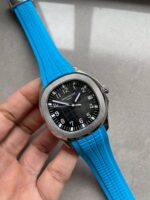 Aquanaut 5168G 42mm SS 3KF 1:1 Best Edition Black Dial on Light Blue Rubber Strap A324 V2 Super Clone