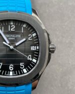 Aquanaut 5168G 42mm SS 3KF 1:1 Best Edition Black Dial on Light Blue Rubber Strap A324 V2 Super Clone - Image 8