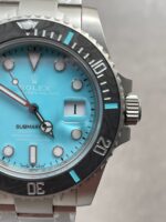 Rolex Submariner Sandblasted DIWF Best Edition Carbon Bezel Tiffany Blue Dial Dial on SS Bracelet VR3135 Super Clone - Image 5