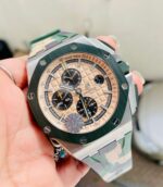 Royal Oak Offshore Chronograph “CAMO” 26400SO Beige colored textured dial Camouflage rubber strap