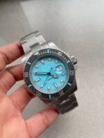 Rolex Submariner Sandblasted DIWF Best Edition Carbon Bezel Tiffany Blue Dial Dial on SS Bracelet VR3135 Super Clone