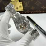 Audemars Piguet Royal Oak Openworked Frosted 15412 Skeleton Dial Bezel Stone Baguette 41mm - Image 9