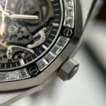 Audemars Piguet Royal Oak Openworked Frosted 15412 Skeleton Dial Bezel Stone Baguette 41mm - Image 7