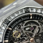 Audemars Piguet Royal Oak Openworked Frosted 15412 Skeleton Dial Bezel Stone Baguette 41mm - Image 6