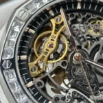 Audemars Piguet Royal Oak Openworked Frosted 15412 Skeleton Dial Bezel Stone Baguette 41mm - Image 5