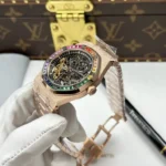 Audemars Piguet Imitation Watches Royal Oak Openworked Frosted 15412 Case Rose Gold Bezel Stone Baguette 41mm - Image 3