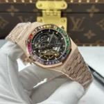 Audemars Piguet Imitation Watches Royal Oak Openworked Frosted 15412 Case Rose Gold Bezel Stone Baguette 41mm - Image 2