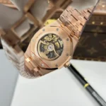 Audemars Piguet Imitation Watches Royal Oak Openworked Frosted 15412 Case Rose Gold Bezel Stone Baguette 41mm - Image 9