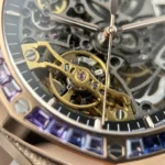 Audemars Piguet Imitation Watches Royal Oak Openworked Frosted 15412 Case Rose Gold Bezel Stone Baguette 41mm - Image 6