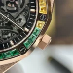 Audemars Piguet Imitation Watches Royal Oak Openworked Frosted 15412 Case Rose Gold Bezel Stone Baguette 41mm - Image 5
