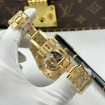 Audemars Piguet Replica Watches Royal Oak Openworked Frosted 15412 Case Yellow Bezel Stone Baguette 41mm - Image 9