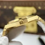 Audemars Piguet Replica Watches Royal Oak Openworked Frosted 15412 Case Yellow Bezel Stone Baguette 41mm - Image 8
