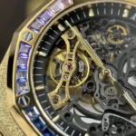 Audemars Piguet Replica Watches Royal Oak Openworked Frosted 15412 Case Yellow Bezel Stone Baguette 41mm - Image 6
