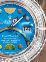 Rolex Submariner Phantomlab Transparent 5GF Best Edition Blue Fruit Dial on White Rubber Strap VR3135 Super Clone - Image 4