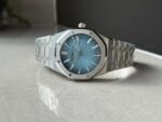 Royal Oak 41mm 15510 BC SS ZF 1:1 Best Edition Ice Blue Textured Dial on SS Bracelet SA4302 V3 - Image 3