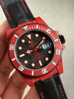 Submariner DIW Red Carbon VSF 1:1 Best Edition Black Dial on Black Nylon Strap VS3135 - Image 2