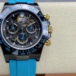 Rolex Daytona By Blaken Skeleton Dial Rubber Strap Cyan 40mm Super Clone