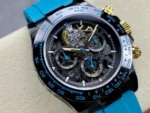 Rolex Daytona By Blaken Skeleton Dial Rubber Strap Cyan 40mm Super Clone - Image 4