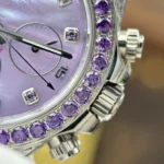 Rolex Daytona Mother Of Pearl Purple Dial Bezel Stone CZ 40mm Super Clone - Image 6