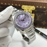 Rolex Daytona Mother Of Pearl Purple Dial Bezel Stone CZ 40mm Super Clone - Image 5
