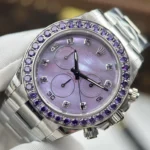 Rolex Daytona Mother Of Pearl Purple Dial Bezel Stone CZ 40mm Super Clone - Image 7