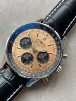 Breitling Navitimer 01 1:1 SS salmon Dial on Brown leather Strap A7750 BLS Factory - Image 3