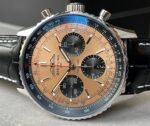 Breitling Navitimer 01 1:1 SS salmon Dial on Brown leather Strap A7750 BLS Factory - Image 4
