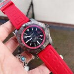 Breitling Avenger GMT SS GF 1:1 Best Edition Black Dial Stick Markers on RED rubber Strap A2836 V2 limited edition - Image 6