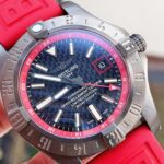 Breitling Avenger GMT SS GF 1:1 Best Edition Black Dial Stick Markers on RED rubber Strap A2836 V2 limited edition