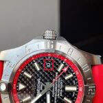 Breitling Avenger GMT SS GF 1:1 Best Edition Black Dial Stick Markers on RED rubber Strap A2836 V2 limited edition - Image 2