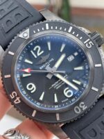 Breitling Superocean Automatic 44 TF 1:1 Best Edition Black Dial Black Bezel on Black Rubber Strap A2824 - Image 4